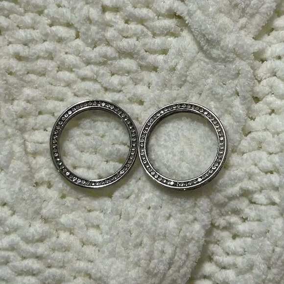 2 Stainless Steel Rhinestone Band Rings - Picture 1 of 4